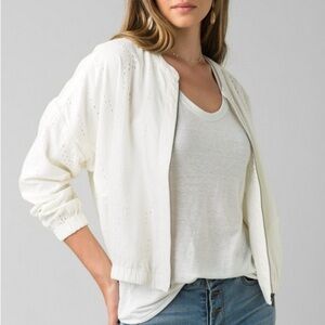 Prana Barlow White Eyelet Full Zip Jacket